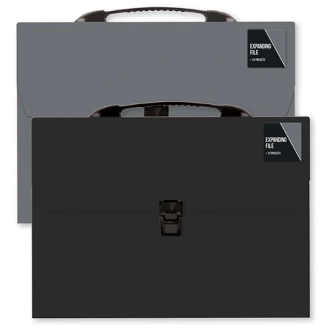 13 Pocket Expanding File Assorted Black & Grey
