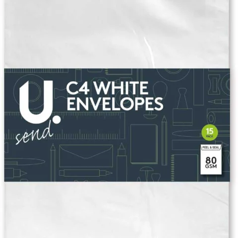 15 Pack Peel And Seal 80GSM C4 White Envelopes