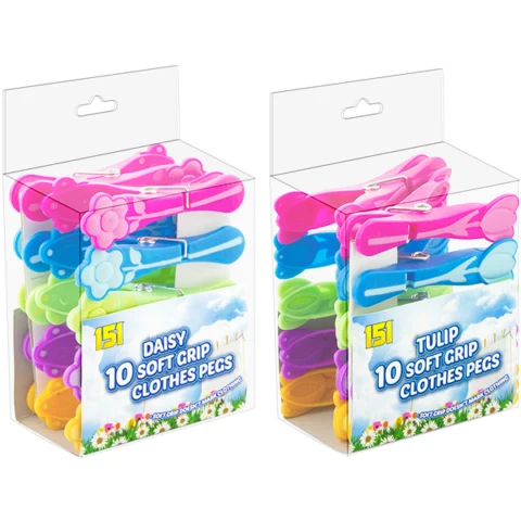 151 Soft Grip Flower Clothes Pegs 10 Pack Assorted