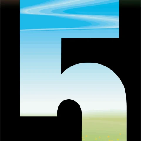 2pk Adhesive Meadow Wheelie Bin Number 5