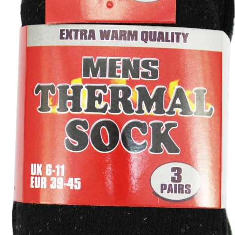 3pk Black Mens Thermal Socks (Can Be Sold Individually Cost £0.33P A Pair)