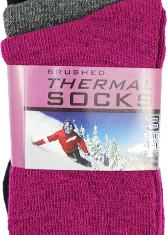 3pk Brushed Thermal Socks - Assorted Colours