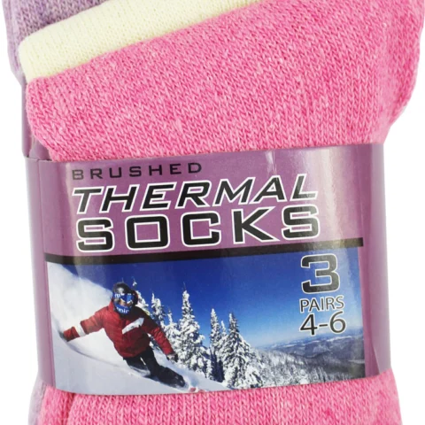 3pk Brushed Thermal Socks - Assorted Colours