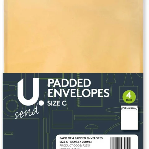 4 Pack Size C Padded Envelopes 180mm X 220mm