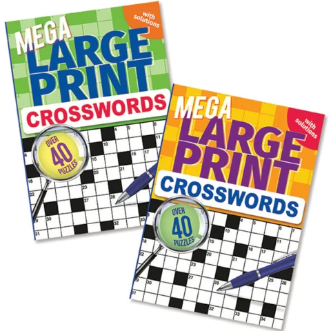 40 Puzzle Large Print Mega Crossword Activity Book Assorted