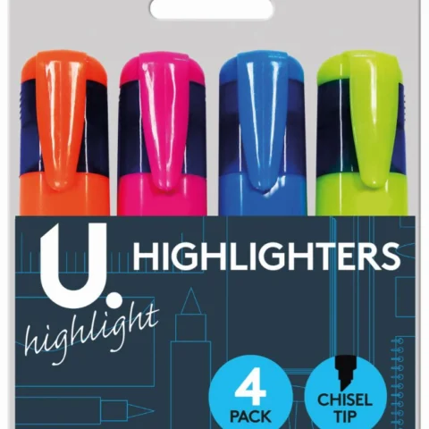 4pk Highlighters Assorted Colours