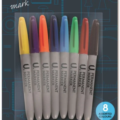 8pk Permanent Markers Assorted Colours
