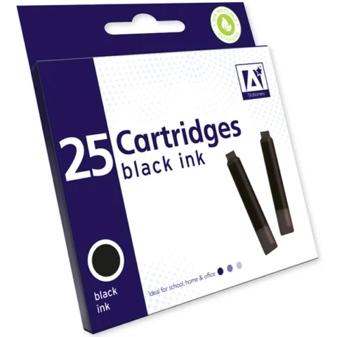 A* Stationery Black Ink Cartridges 25 Pack