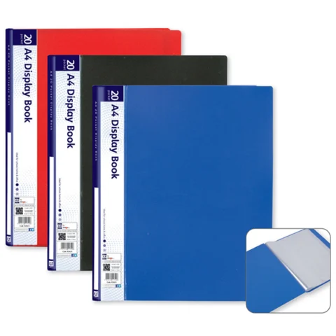 A4 20 Pocket Display Book Assorted Colours