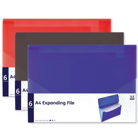 A4 6 Pocket Expanding File Assorted Colours