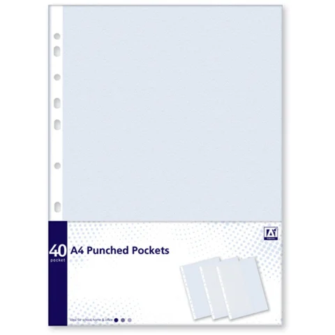 A4 Punched Pockets 40 Pack