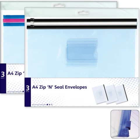 A4 Zip & Seal 3 Pack Envelopes