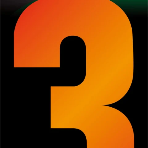 Adhesive Hi Vis Luminous Orange Wheelie Bin Number 3