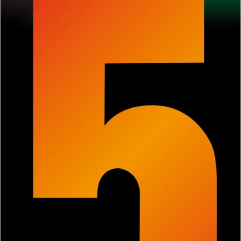 Adhesive Hi Vis Luminous Orange Wheelie Bin Number 5