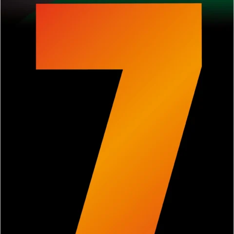 Adhesive Hi Vis Luminous Orange Wheelie Bin Number 7