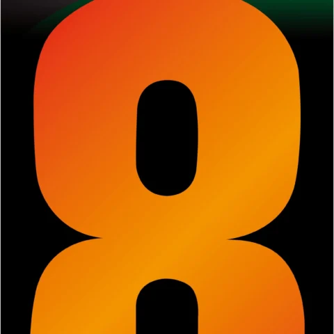 Adhesive Hi Vis Luminous Orange Wheelie Bin Number 8