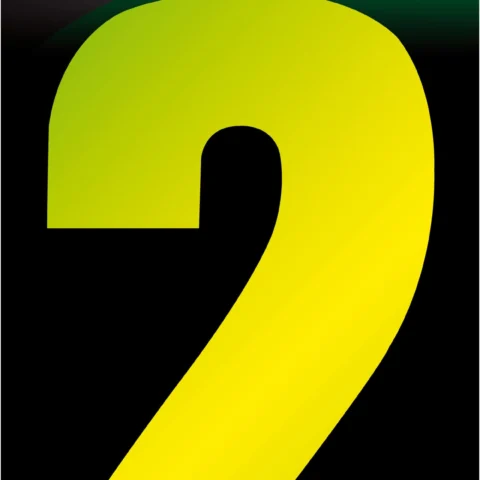 Adhesive Hi Vis Luminous Yellow Wheelie Bin Number 2