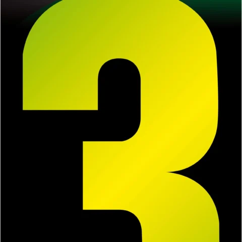 Adhesive Hi Vis Luminous Yellow Wheelie Bin Number 3