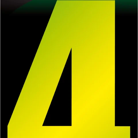 Adhesive Hi Vis Luminous Yellow Wheelie Bin Number 4