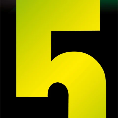 Adhesive Hi Vis Luminous Yellow Wheelie Bin Number 5