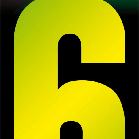 Adhesive Hi Vis Luminous Yellow Wheelie Bin Number 6