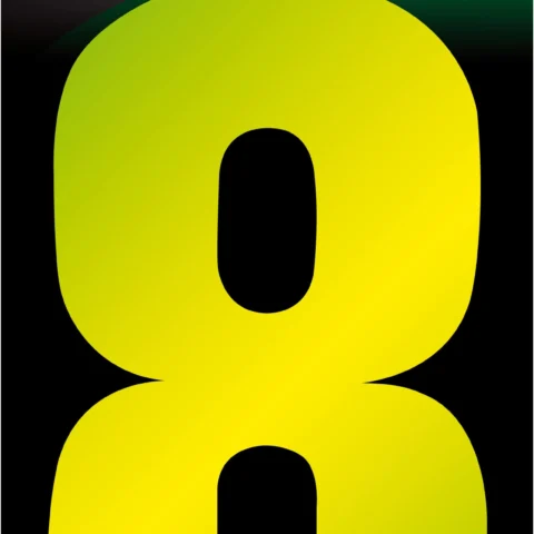 Adhesive Hi Vis Luminous Yellow Wheelie Bin Number 8