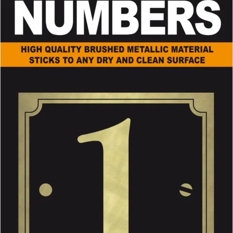 Adhesive House And Gate Number Black With Gold Number 1
