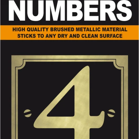 Adhesive House And Gate Number Black With Gold Number 4