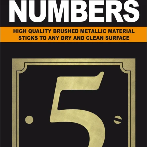 Adhesive House And Gate Number Black With Gold Number 5