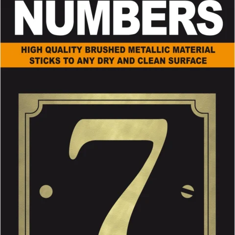 Adhesive House And Gate Number Black With Gold Number 7