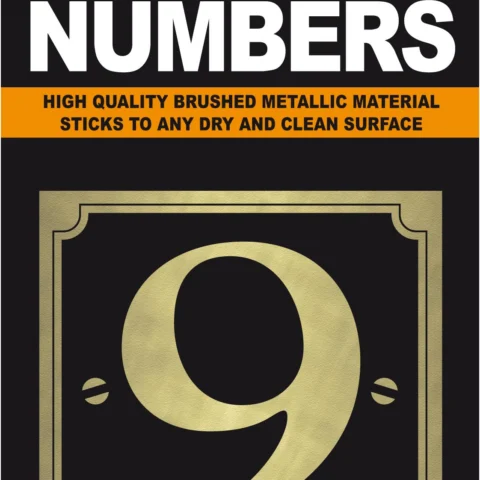Adhesive House And Gate Number Black With Gold Number 9