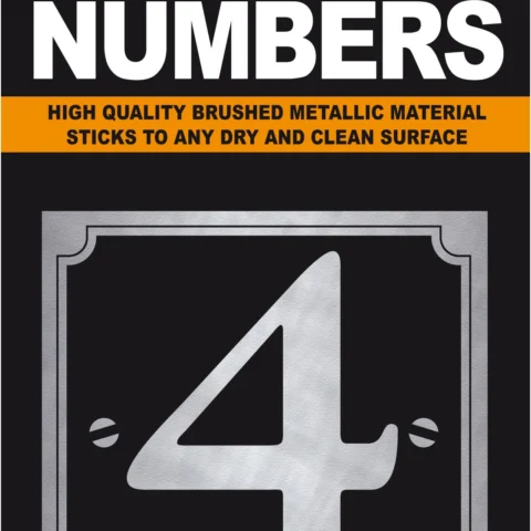 Adhesive House And Gate Number Black With Silver Number 4