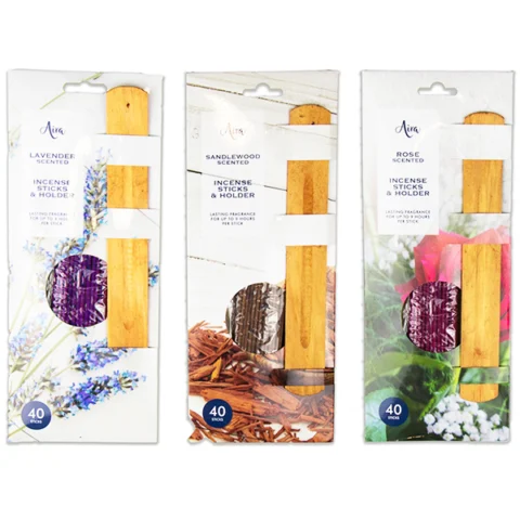 Aira Incense Sticks & Holder 40 Pack Assorted Fragrances