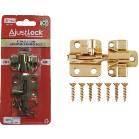 Ajustlock 2" Brass Tone Adjustable Barrel Bolt