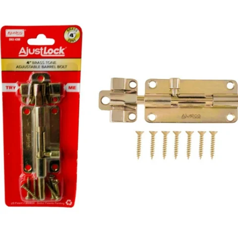 Ajustlock 4" Brass Tone Adjustable Barrel Bolt
