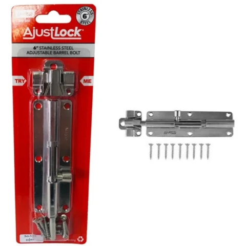 Ajustlock 6" Stainless Steel Adjustable Barrel Bolt