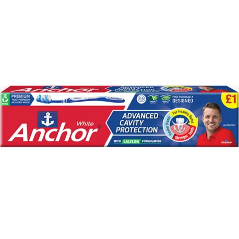 Anchor White Advanced Cavity Protection Calflor Toothpaste 75ml With Toothbrush