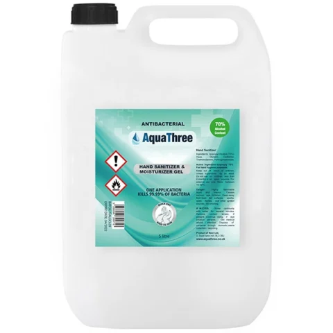 Aquathree 70% Alcohol Antibacterial Hand Sanitiser Gel 5l