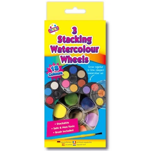 Artbox 18 Colour Watercolour Paints Wheel 3 Pack