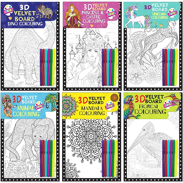 Artbox 3D Velvet Board Colouring Set Assorted