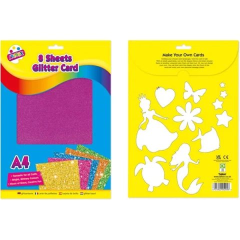 Artbox A4 Assorted Colour Glitter Card 8 Sheets
