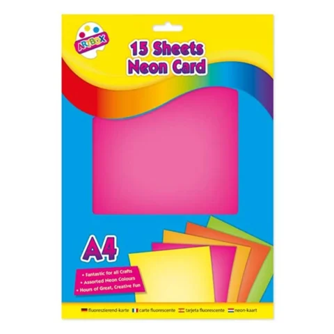 Artbox A4 Assorted Colour Neon Craft Card 15 Sheets