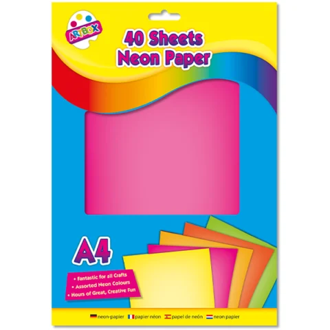 Artbox A4 Assorted Colour Neon Paper 40 Sheets
