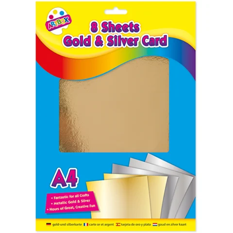Artbox A4 Gold & Silver Card Sheets 8 Pack