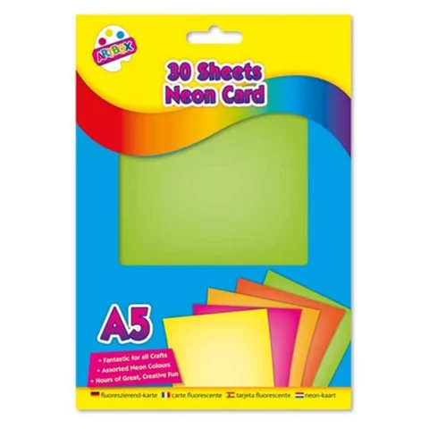 Artbox A5 Assorted Colour Neon Craft Card 30 Sheets