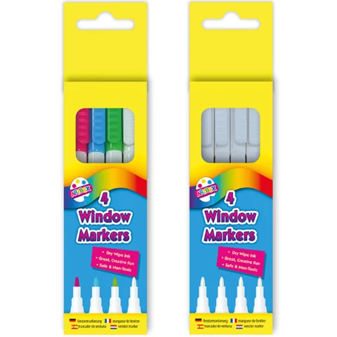Artbox Assorted Colour Dry-Wipe Window Markers 4 Pack