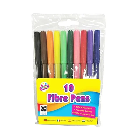 Artbox Assorted Colour Fibre Tip Colouring Pens 10 Pack