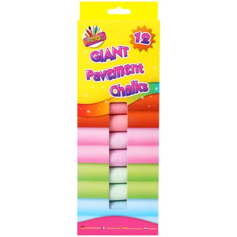 Artbox Assorted Colour Giant Pavement Chalks 12 Pack