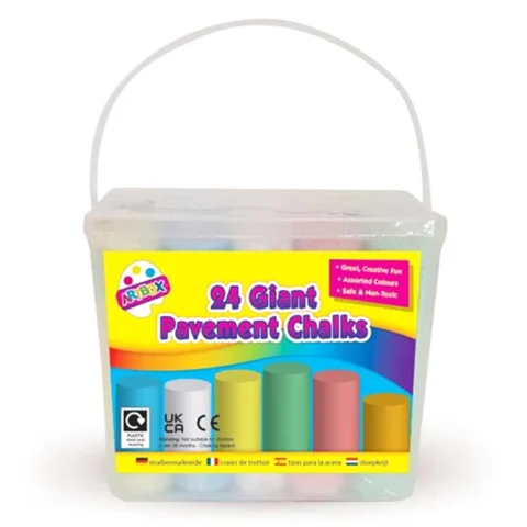 Artbox Assorted Colour Giant Pavement Chalks Tub 24 Pack