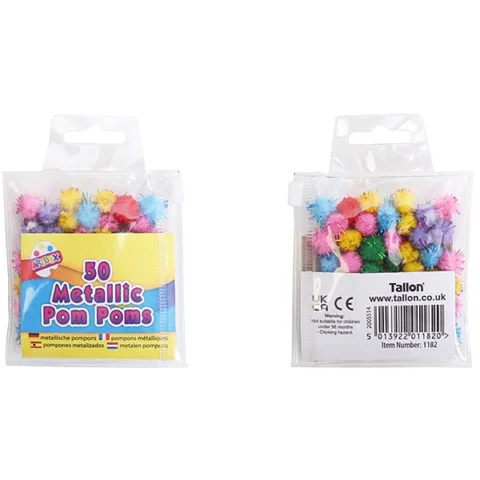 Artbox Assorted Colour Metallic Pom Poms 50 Pack